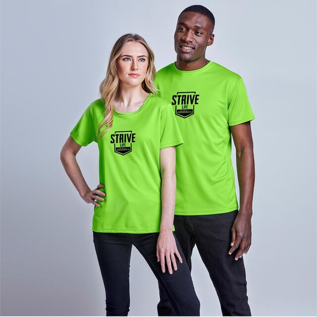 Branded sports T-shirts on two models